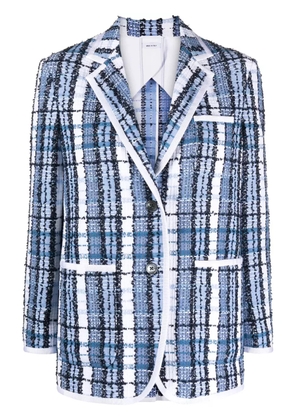 Thom Browne tartan-checked bouclé blazer - Blue