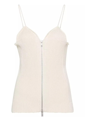 Jil Sander V-neck ribbed top - Neutrals