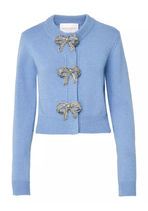 Carolina Herrera crystal-bow cardigan - Blue