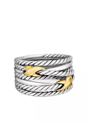 David Yurman 18kt yellow gold and sterling silver Double X Crossover ring (13mm)
