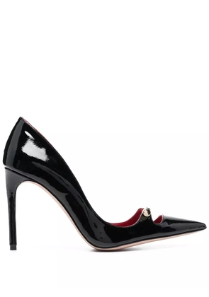 HARDOT 110mm bar-detail patent leather pumps - Black