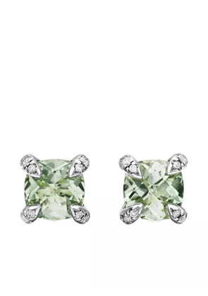David Yurman sterling silver Petite Chatelaine prasiolite and diamond stud earrings (6mm) - Green