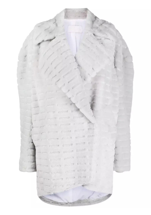 Genny debossed-detail single-breasted coat - Grey