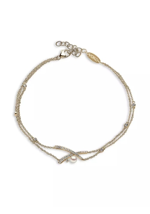 Yoko London 18kt yellow gold Sleek Akoya pearl and diamond bracelet