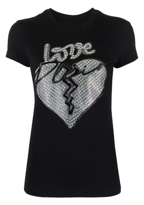 Philipp Plein heart-motif rhinestone-embellished T-shirt - Black