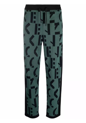 Kenzo logo-knit straight-leg joggers - Green