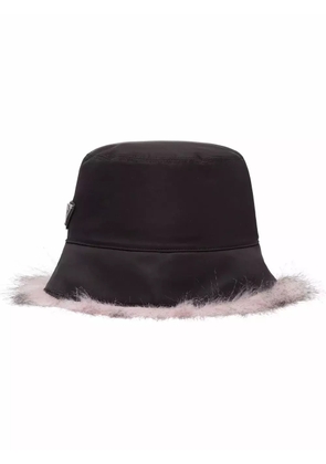Prada Re-Nylon faux-fur trim bucket hat - Black