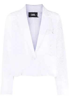 Karl Lagerfeld broderie anglaise cropped blazer - White