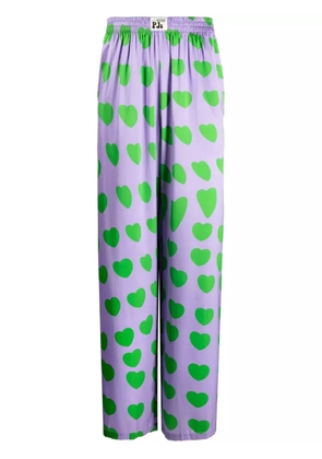 Natasha Zinko heart-print flared-trousers - Purple
