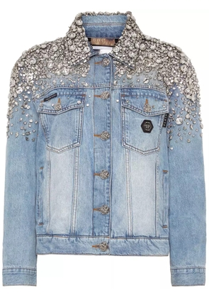 Philipp Plein crystal-embellished denim jacket - Blue