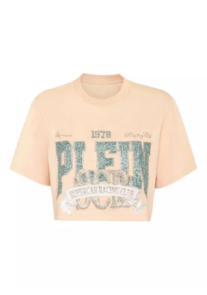 Philipp Plein Vintage-print cropped T-shirt - Neutrals