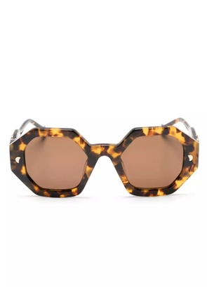 Nanushka hexagonal-frame logo-plaque sunglasses - Brown