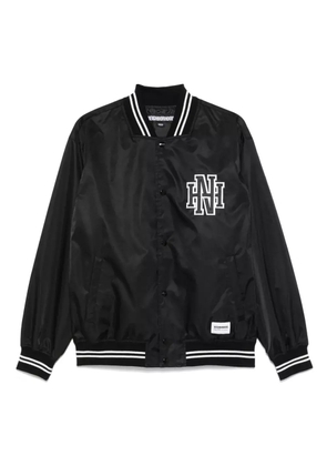 Neighborhood logo-patch baseball jacket - Black