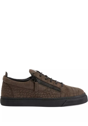 Giuseppe Zanotti Frankie crocodile-effect zip sneakers - Brown