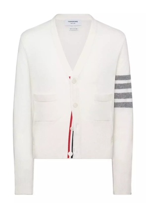 Thom Browne four-bar V-neck cardigan - 100 WHITE