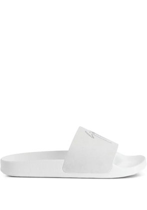 Giuseppe Zanotti embellished leather slides - White