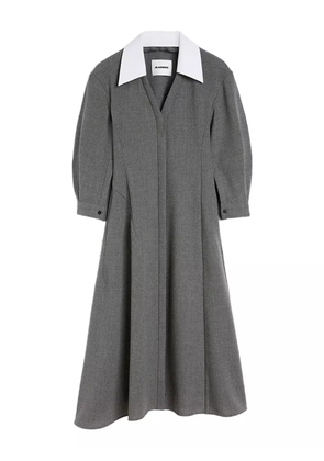 Jil Sander contrasting-collar midi dress - Grey