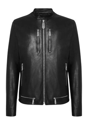 Philipp Plein leather zip-front jacket - 02 BLACK
