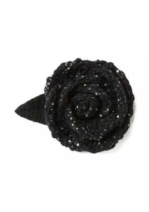 Alanui rose sequinned brooch - Black