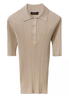 Fabiana Filippi ribbed-knit polo top - Brown