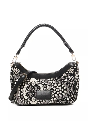 V°73 braided-handle patterned bag - Black