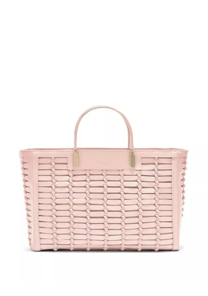 Genny leather blockchain-weave tote bag - Pink