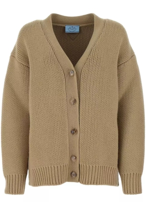 Prada triangle-logo oversized cardigan - Brown