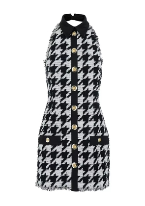 Balmain houndstooth button-detailed mini dress - Black