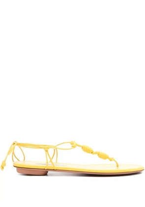 Aquazzura Oaxaca knotted leather flat sandals - Yellow