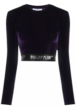 Philipp Plein long-underband velvet crop top - Purple
