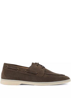 Scarosso leather boat shoes - Brown