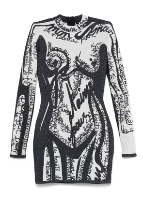 Balmain body-motif embroidered mini dress - Black