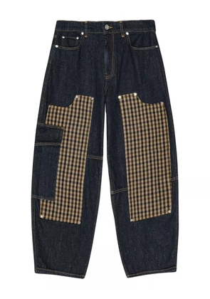 GANNI checked-panel jeans - Blue
