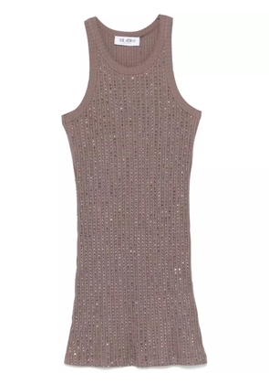 The Attico crystal-embellished mini dress - Brown