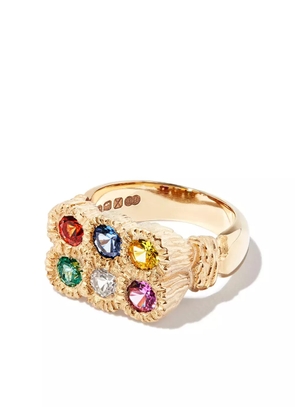 Bleue Burnham 9kt yellow gold Flowers Grow Together sapphire signet ring