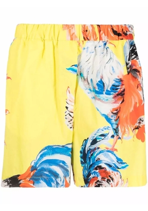 MSGM rooster print shorts - Yellow