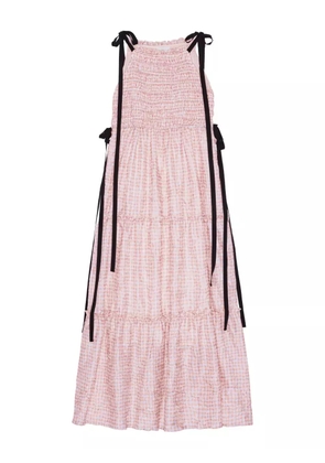 GANNI smocked tiered dress - Pink