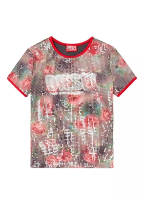 Diesel sequin floral T-UNKYEL t-shirt - Brown