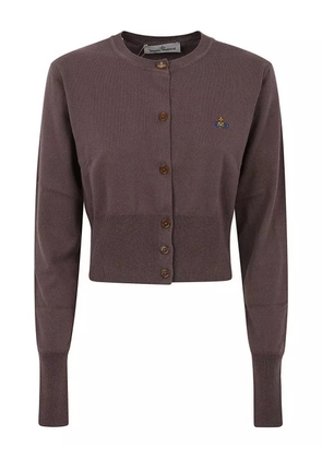 Vivienne Westwood Bea logo-embroidered cropped cardigan - Brown