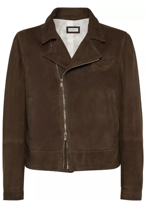 Brunello Cucinelli suede biker jacket - Brown