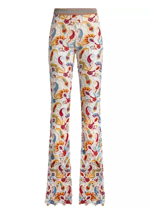 ETRO paisley-macramé flared trousers - White