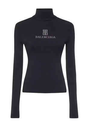 Balenciaga logo-detail ribbed turtleneck top - Black