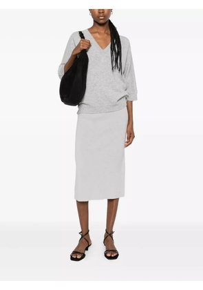 TABARONI CASHMERE V-neck short-sleeve jumper - Grey