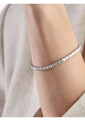 Jewels Aficionado 18K White Gold Alya Emerald-Cut Diamond tennis Bracelet - Silver