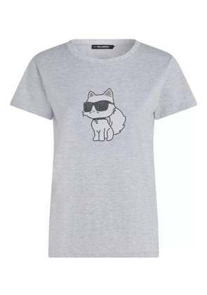 Karl Lagerfeld Ikon Choupette rhinestone T-shirt - Grey