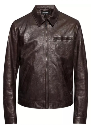 Dolce & Gabbana zipped leather jacket - Brown
