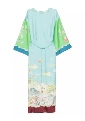 ALEMAIS Daria graphic-print silk midi dress - Blue