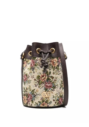 Valentino Garavani floral-motif drawstring bucket bag - Neutrals