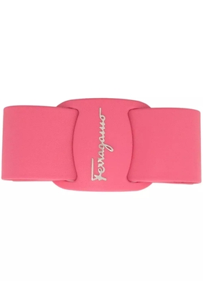 Ferragamo logo-plaque leather hairclip - Pink