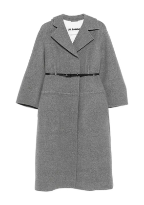 Jil Sander belted wool-cotton coat - Grey